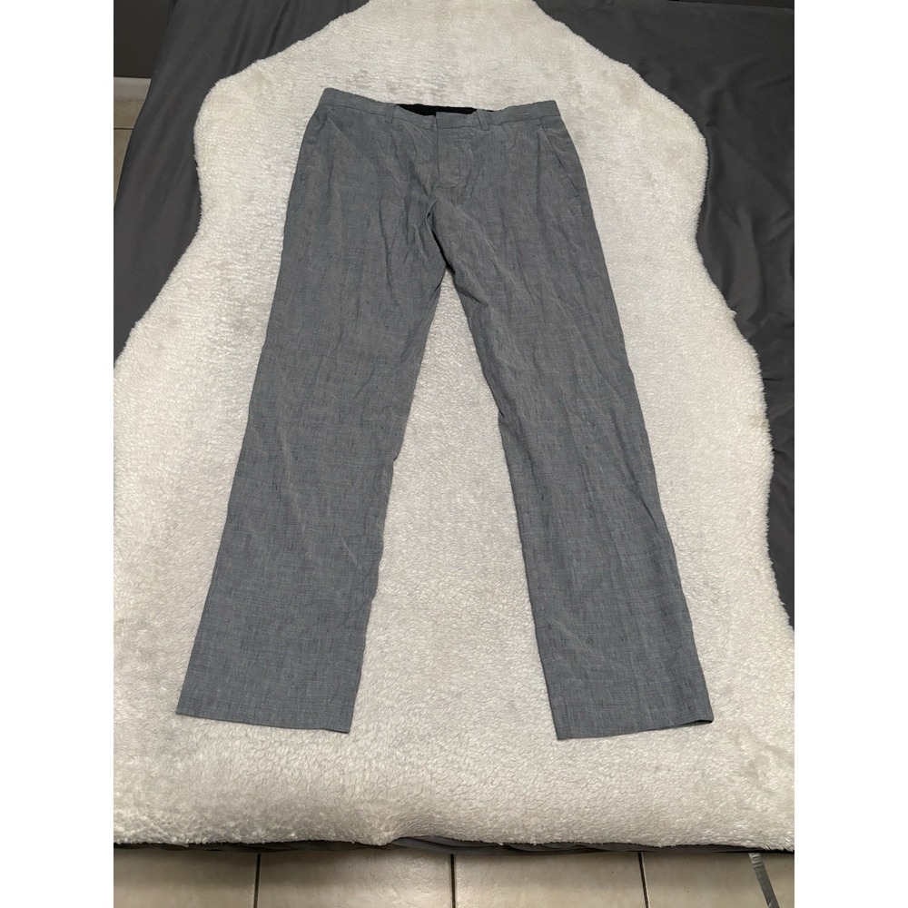 Theory Men's Gray Slim Straight Linen Wool Blend Pants Size 31x30 Trousers